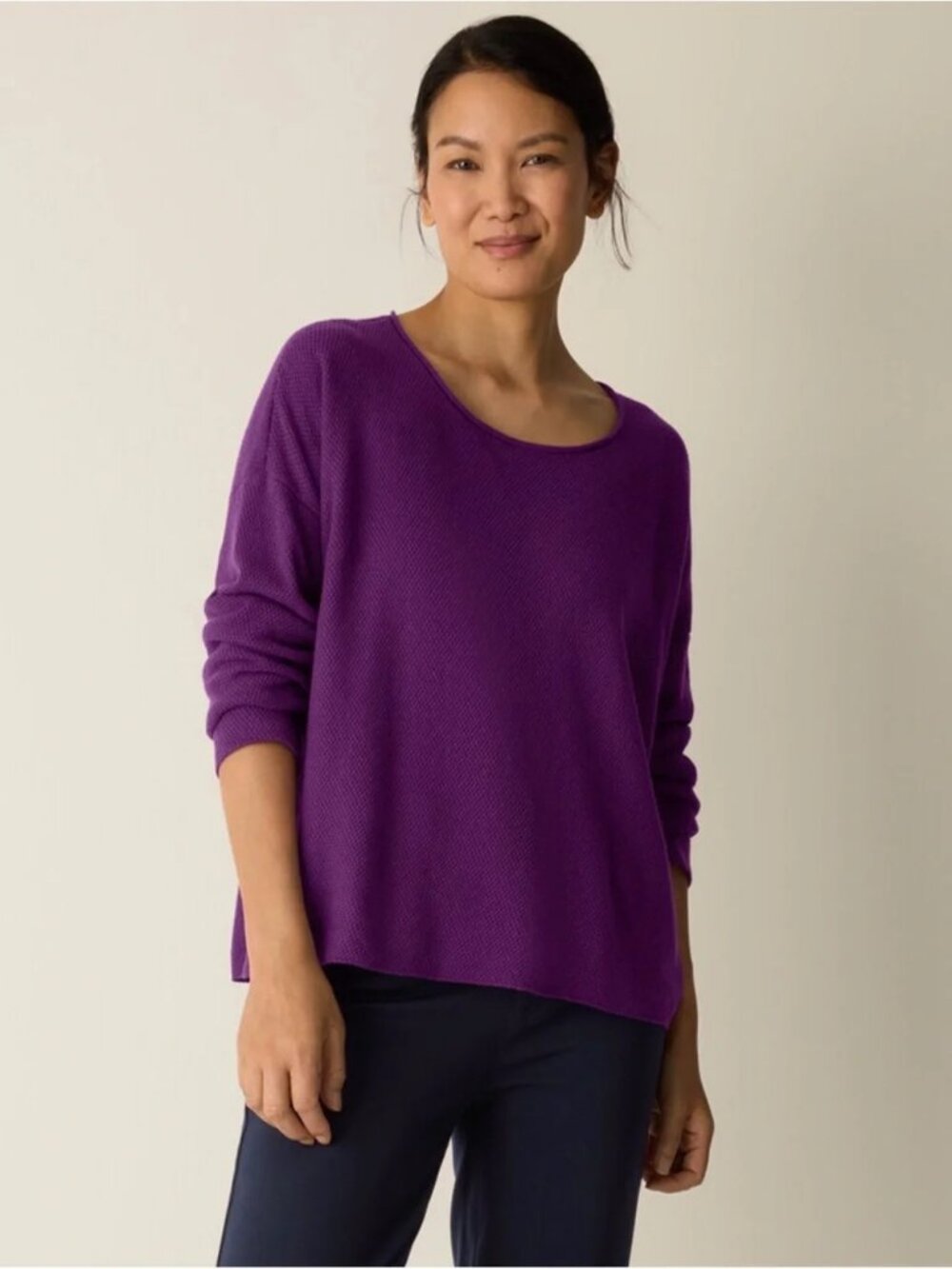 NWT Eileen Fisher DALIA PERUVIAN Cotton/Tencel Bateau Neck Sweater